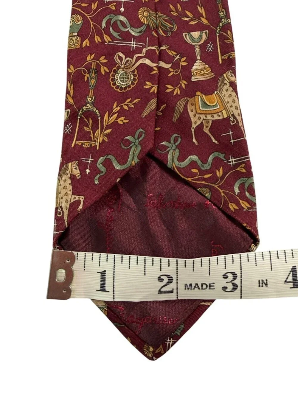 Salvatore Ferragamo 100% Silk Neck Tie Show Horse Equestrian Whimsical Novelty